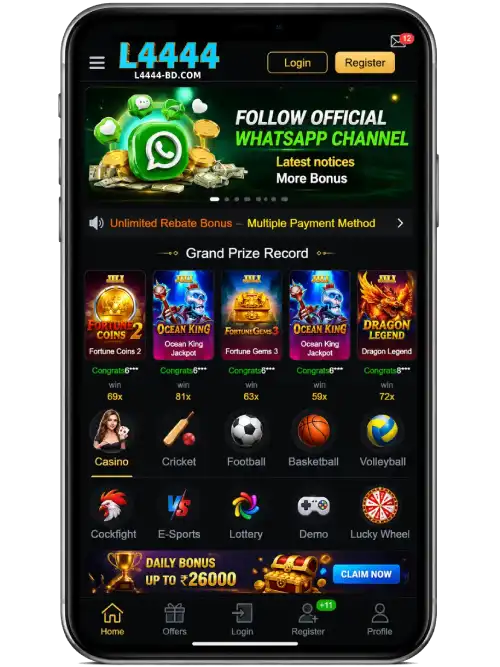 User playing L4444 mobile app on a smartphone device